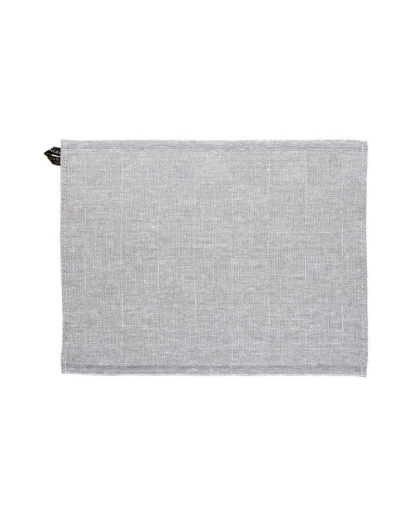 Japanese Linen Kitchen Towel, grey thin white stripe