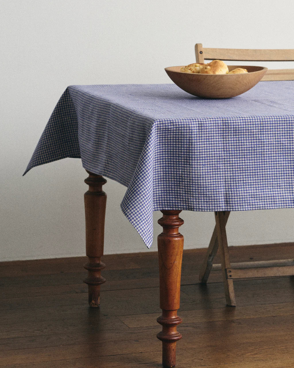 Blue and Natural Check Linen Tablecloth, Dining, Placewares, 