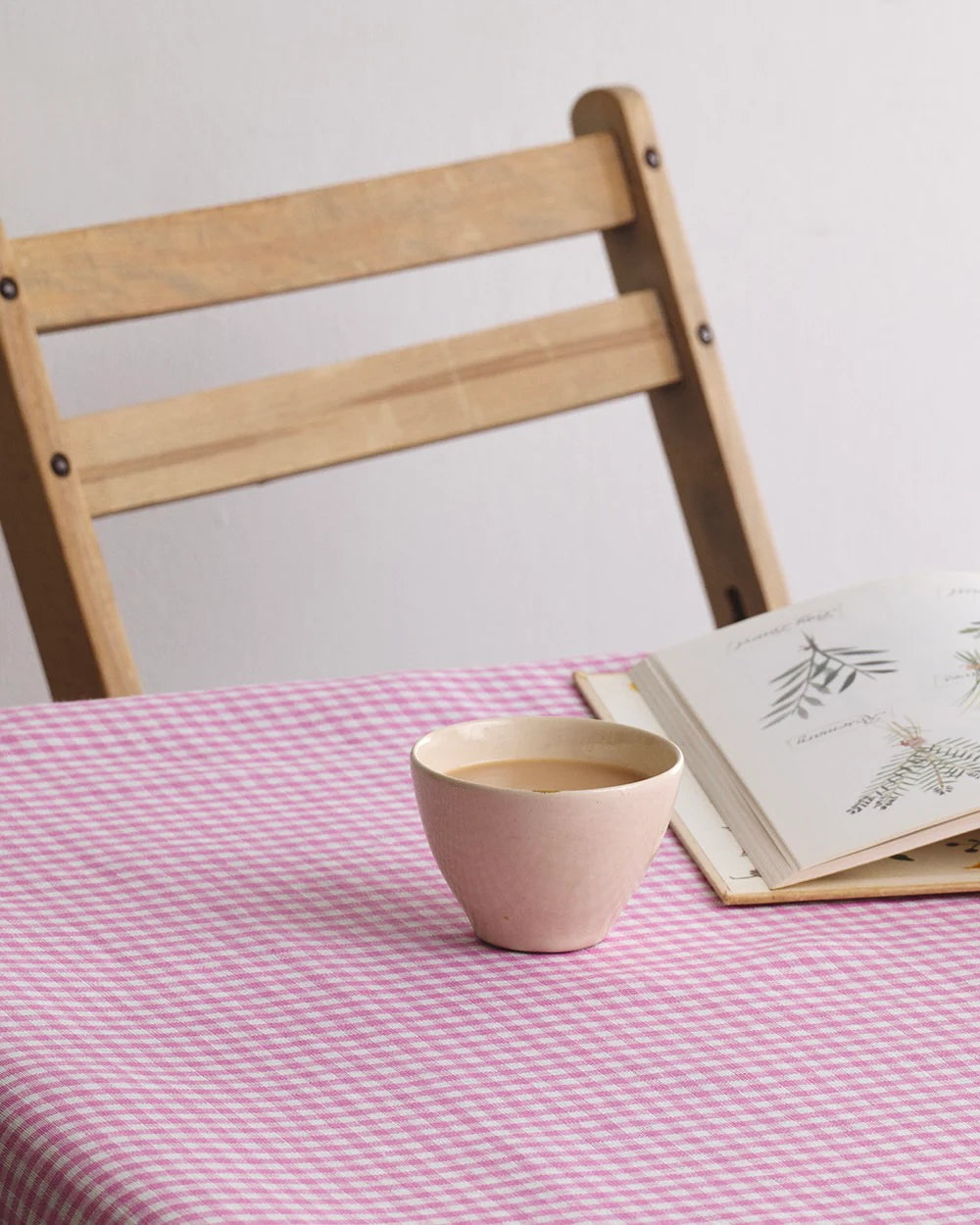 Pink and White Check Linen Tablecloth, Dining, Placewares, 