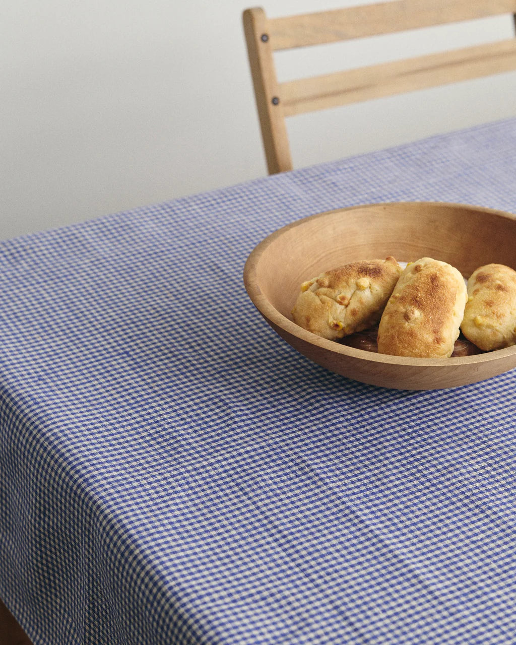 Fog Linen, Blue and Natural Check Linen Tablecloth, - Placewares