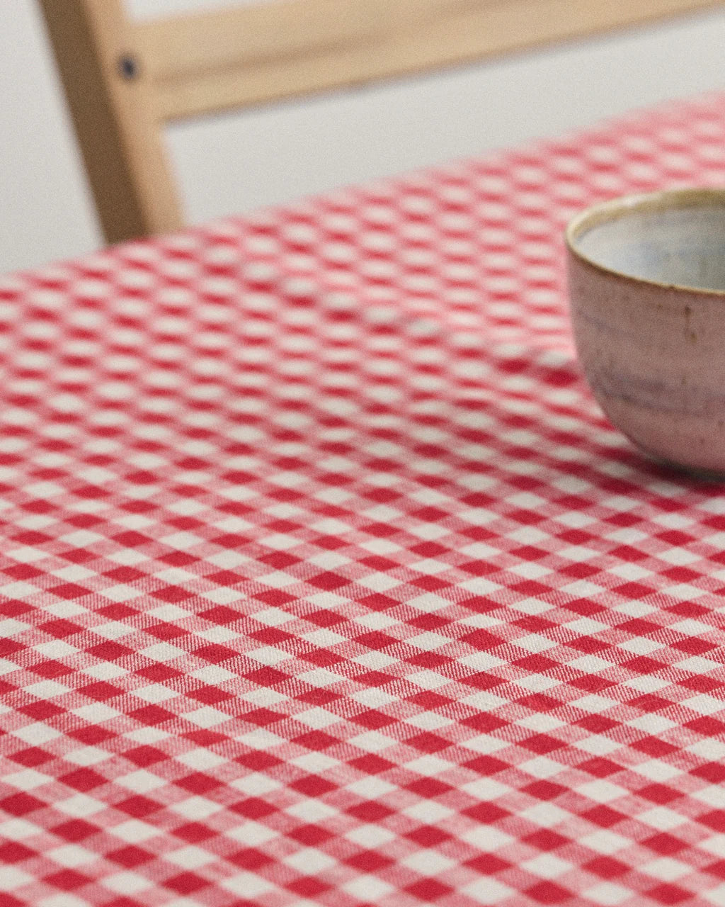 Fog Linen, Red and White Check Linen Tablecloth, - Placewares