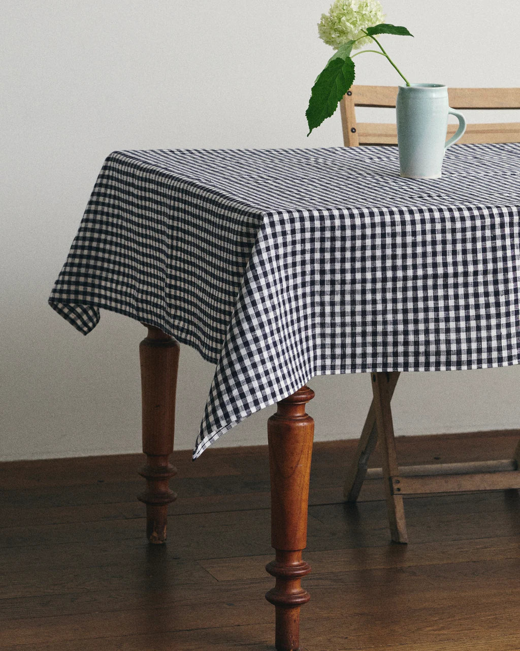 Navy and White Check Linen Tablecloth, Dining, Placewares, 