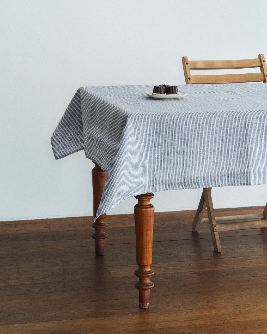 Grey and White Thin Stripe Linen Tablecloths, Dining, Placewares, 