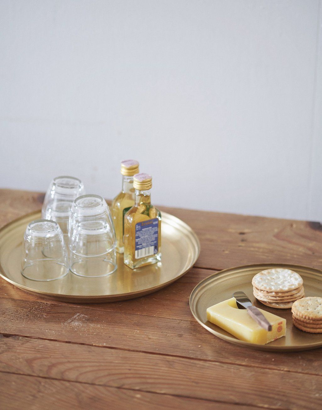 Fog Linen, Handmade Brass Round Trays, - Placewares