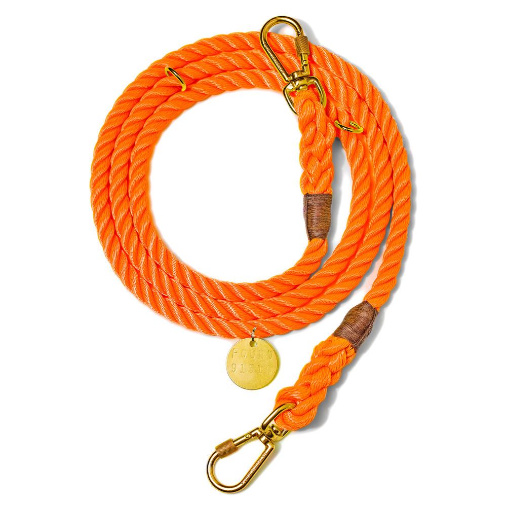 Found My Animal, Marine Grade Adjustable Dog Leash - Rescue Orange, Small- Placewares