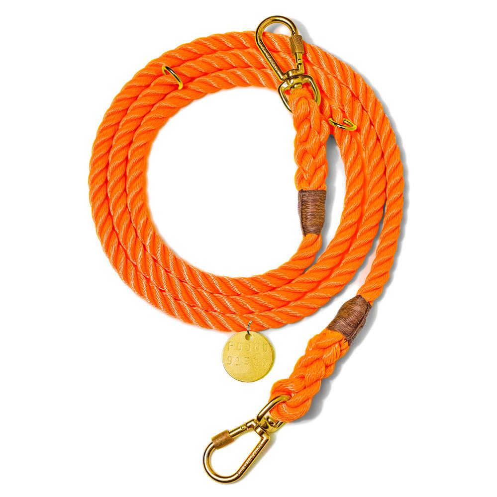 Rescue Orange Rope Dog Leash, Adjustable