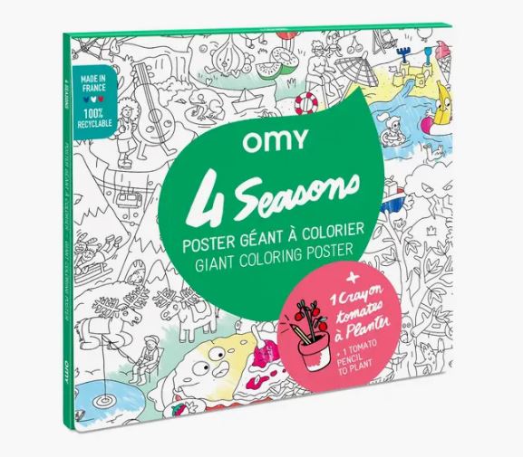 4 Season Giant Coloring Poster with Tomato Seeds Pencil, For Kids, Placewares, 